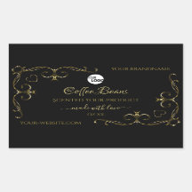 Guld Ornate Corners på Logotypen Svart produktetik