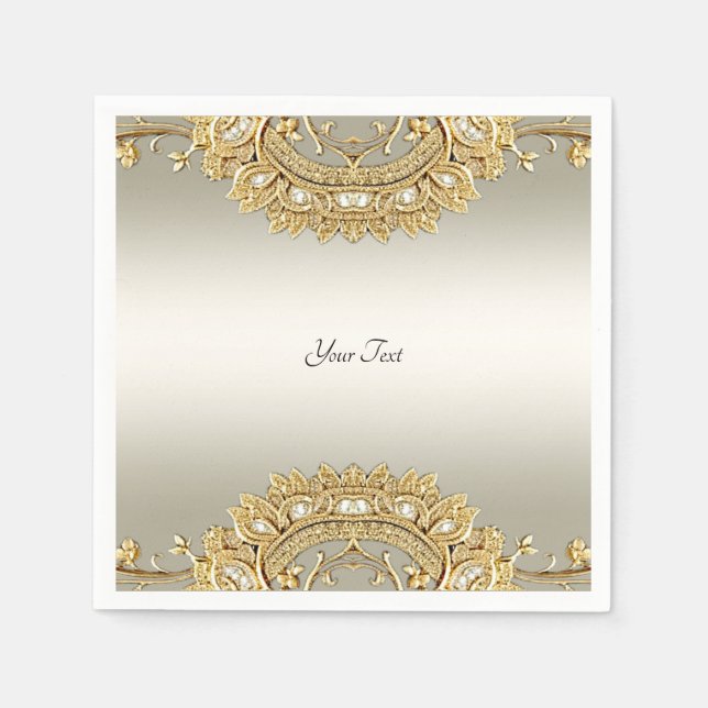 Guld Ornate Napkins Pappersservett (Framsidan)