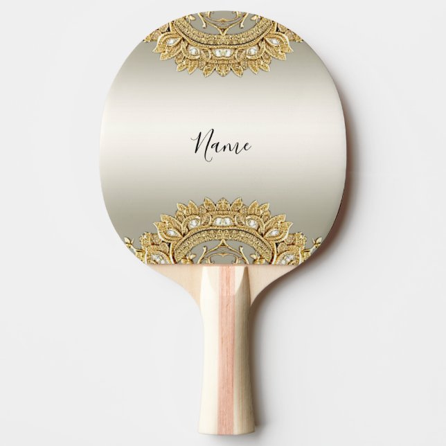 Guld Ornate Ping Pong Paddle Pingisracket (Framsidan)