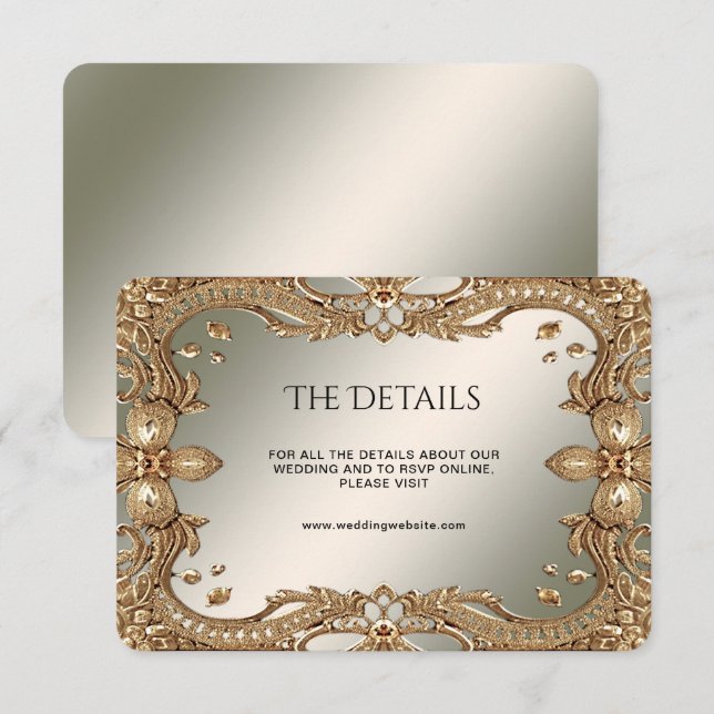 Guld Ornate Ram-detaljförslutningskort Tilläggskort (Fram/baksida)