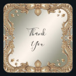 Guld Ornate Sticker Fyrkantigt Klistermärke<br><div class="desc">Snygg Guld Ornate Sticker</div>