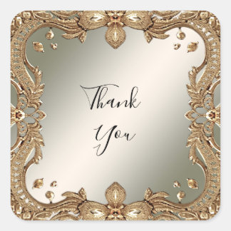 Guld Ornate Sticker Fyrkantigt Klistermärke