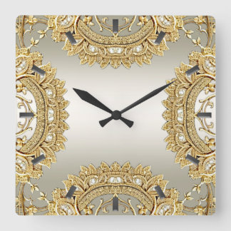 Guld Ornate Wall Clock Fyrkantig Klocka