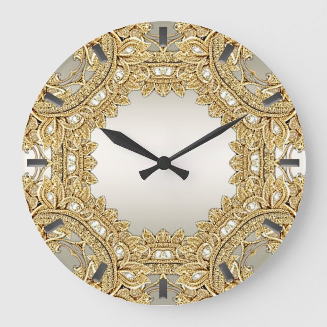 Guld Ornate Wall Clock Stor Klocka (Framsida)