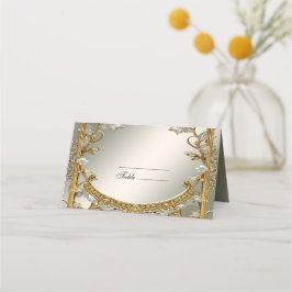 Guld ornate White Blommigt Place Card Placeringskort
