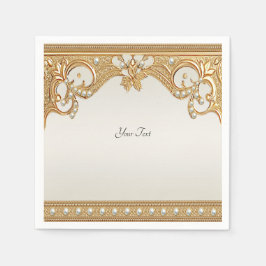 Guld Ornate White Pearls Napkins Pappersservett