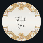 Guld Ornate White Pearls Sticker Runt Klistermärke<br><div class="desc">Vita Guld Ornate White Pearls Sticker</div>