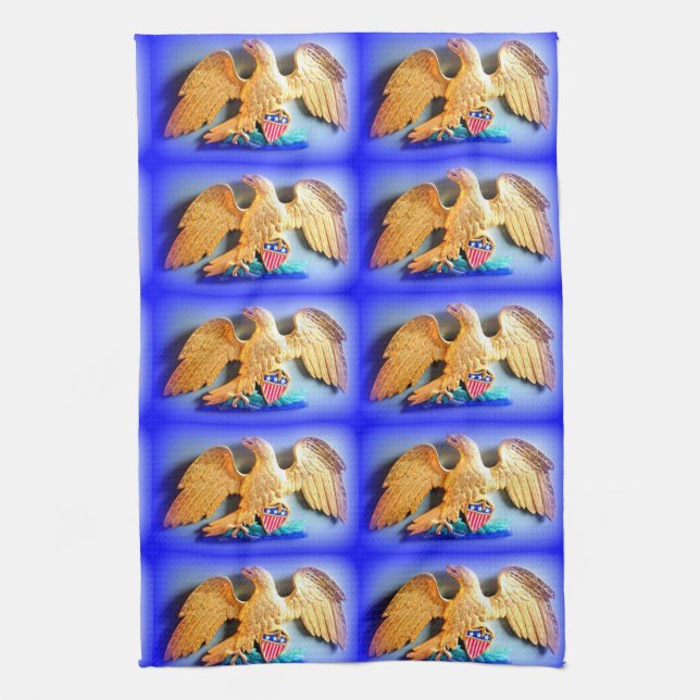 guld örnblåpatriotiska kökshanddukar (Vertikal)