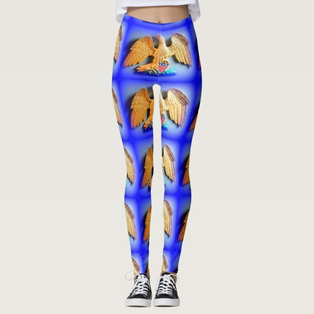 guld örnblått leggings (Framsida)