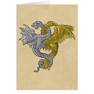 Guld- örnsilverdrake hälsningskort