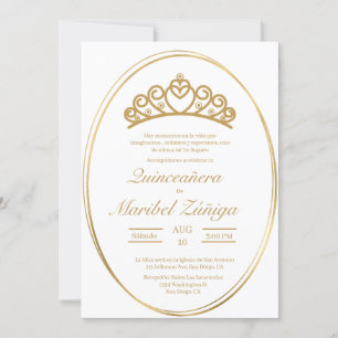Guld oval Quinceanera-inbjudan Inbjudningar