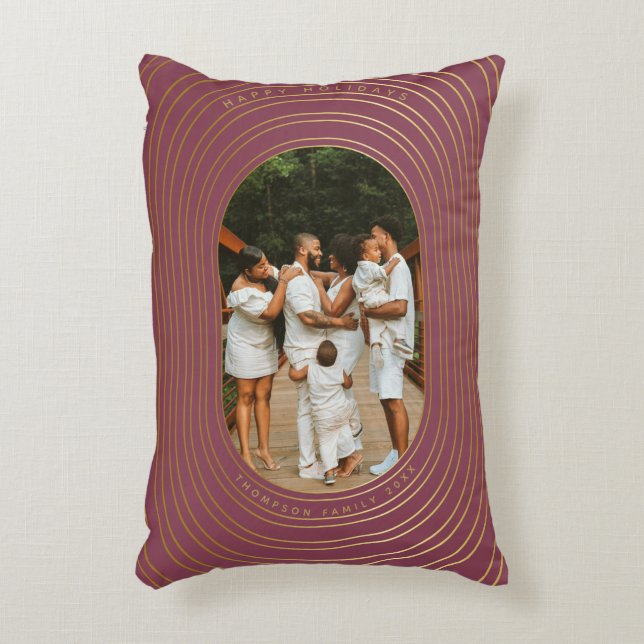 Guld Oval Ram Anpassningsbar Photo Family Jul Prydnadskudde (Framsidan(Vertikal))