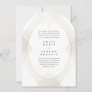 Guld Oval Simple Modern Gatsby Bröllop Arch Inbjudningar