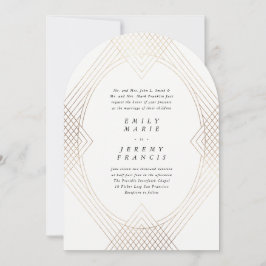 Guld Oval Simple Modern Gatsby Bröllop Arch Inbjudningar