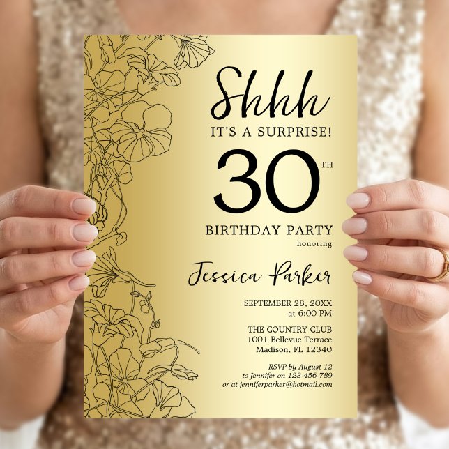 Guld Överraskning 30-årsdag Inbjudningar (Skapare uppladdad)