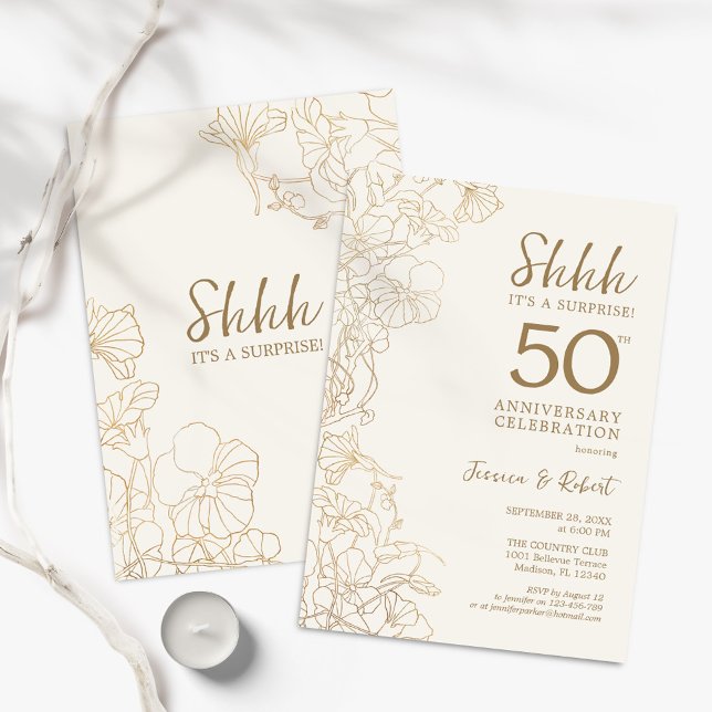 Guld överraskning 50-årsjubileum inbjudningar (Skapare uppladdad)
