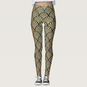 Guld-övertoning: Sömlös Art Deco Leggings