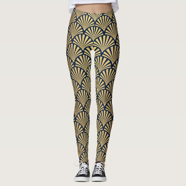 Guld-övertoning: Sömlös Art Deco Leggings (Framsida)