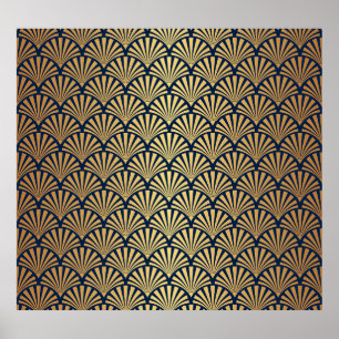 Guld-övertoning: Sömlös Art Deco Poster