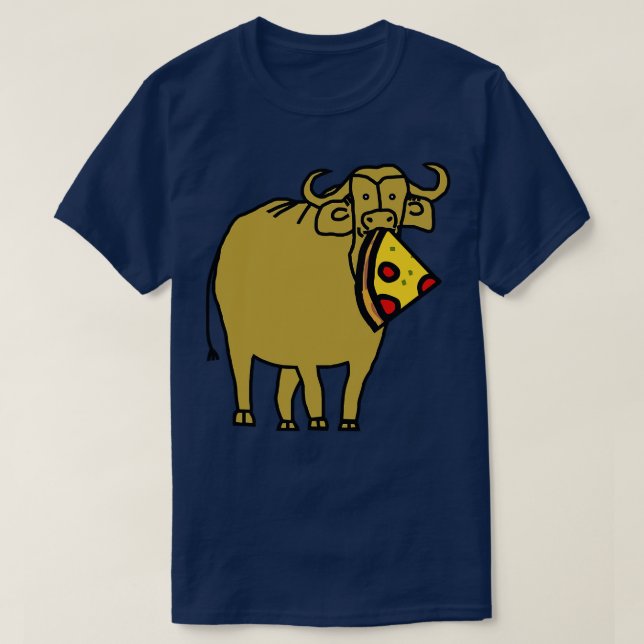Guld Ox med Pepperoni Pizza Slice i munnen T Shirt (Design framsida)