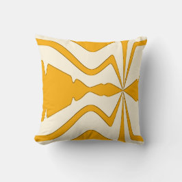 Guld på Beige Abstrakt Ljud Wave Bold Design Kudde