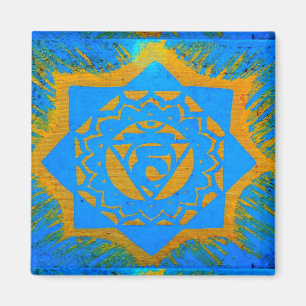 guld på blått tantriskt symboler magnet