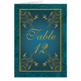 Guld på Bordsnumret Teal Hälsningskort