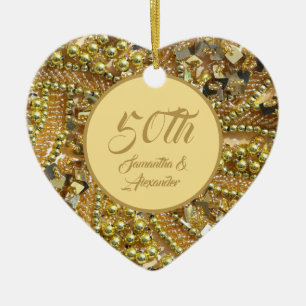 Guld på femtioårsjubileum julgransprydnad keramik