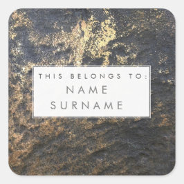 Guld på Namn-etikettetiketter för Sten Anpassnings Fyrkantigt Klistermärke