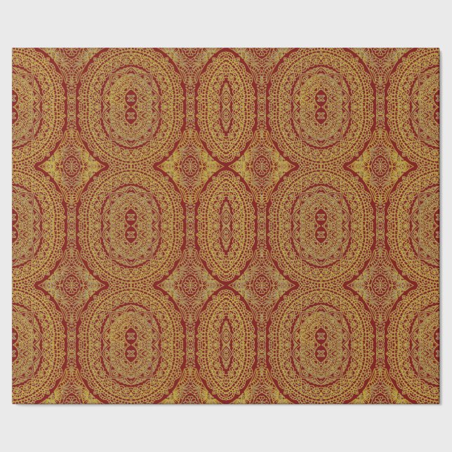 Guld på Red Mandala Skriv ut Elegant Papper radbry Presentpapper (Seam)