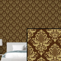 Guld på Rik Brown Classic Damask Pattern
