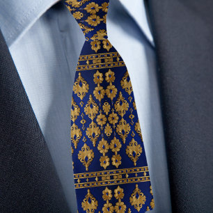 Guld på Saphire Ornament Mönster Slips