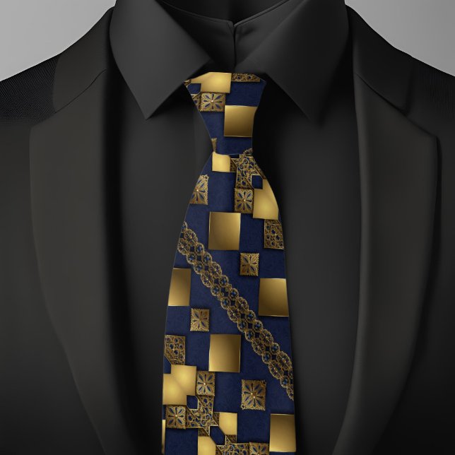 Guld på Saphire Slanted Argyle Mönster Slips (Skapare uppladdad)