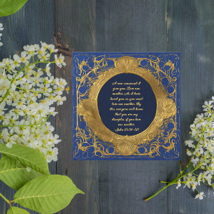 Guld på Sapphire Circle Ram Bible Verse Julkort
