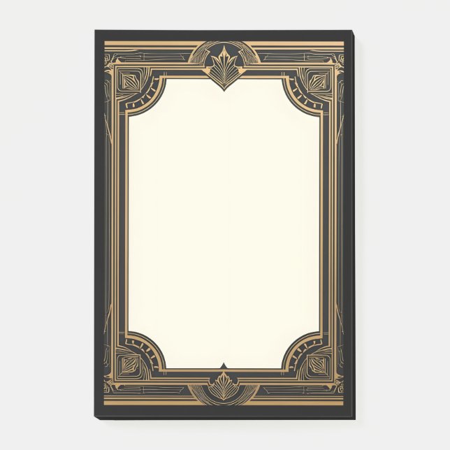 Guld på svart klassisk Art Deco Post-it Block (Framsida)