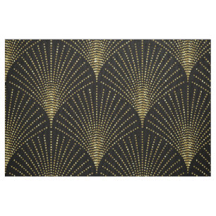 Guld på svart konst-deco-geometriskt mönster. tyg