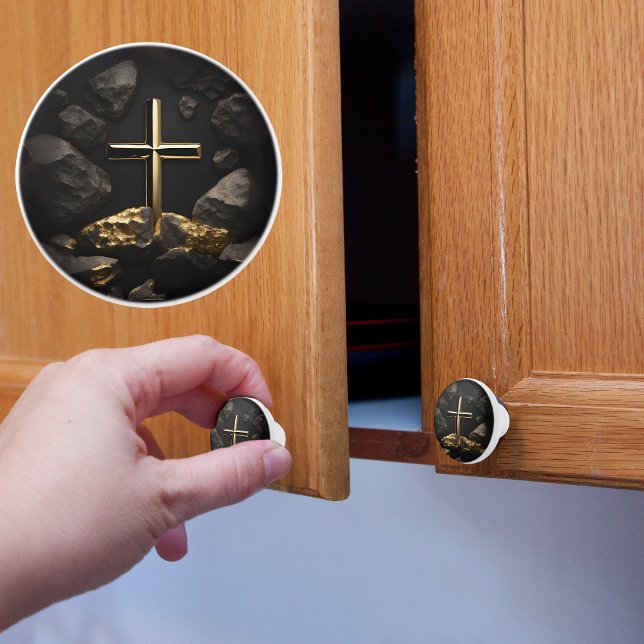 Guld på svart kors keramisk knopp (Skapare uppladdad)