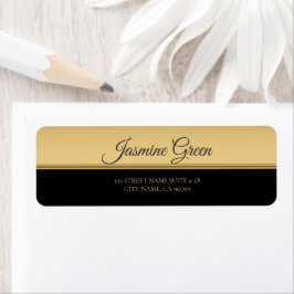 Guld på svarta och gyllene etiketter returadress etikett