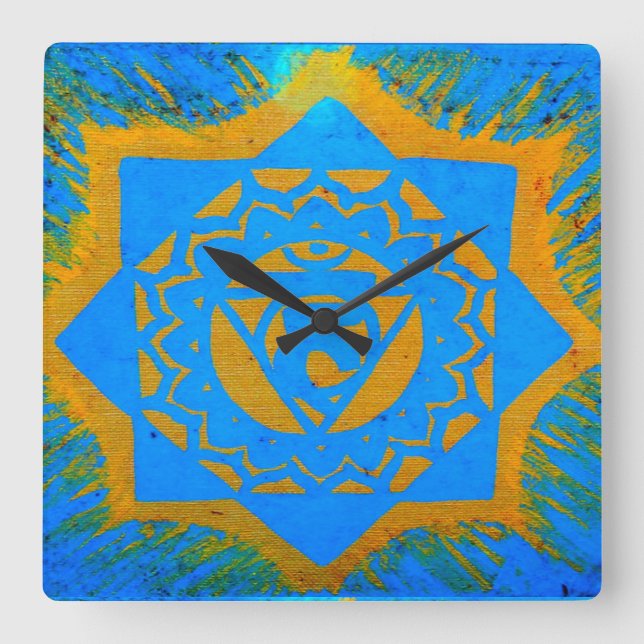 guld på tantric symbol för blått fyrkantig klocka (Framsida)