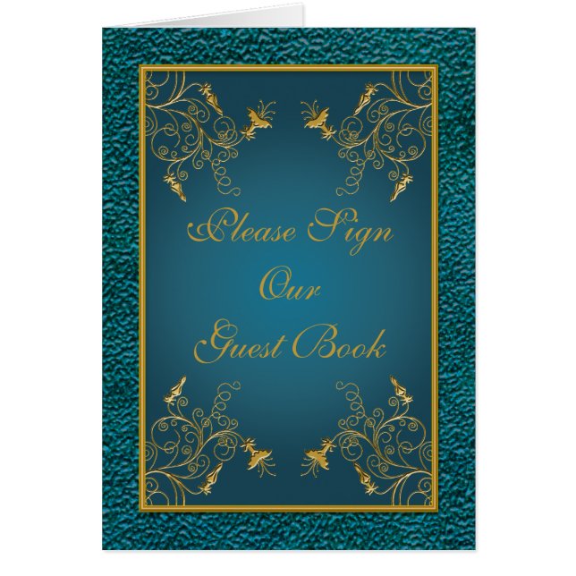 Guld på Teal Bord Card Hälsningskort (Framsidan)