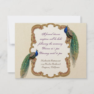 Guld- påfågel- & Calligraphymottagandeinbjudan Inbjudningar