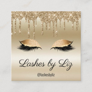 Guld - påfyllning av Glitter Gnistra Eyelash Exte Fyrkantigt Visitkort