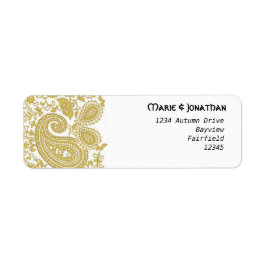 Guld paisley damask indian bröllop returadress etikett