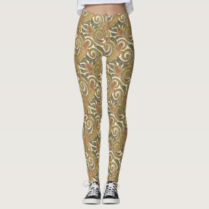 Guld- Paisley kvinna damasker Leggings