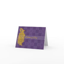 Guld Paisley & Lila Personlig Note Card