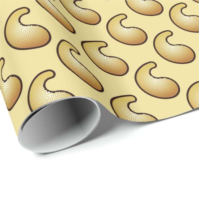 Guld paisley mönster presentpapper (Rullad Hörn)