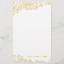 Guld- Paisley personligbrevpapper Brevpapper