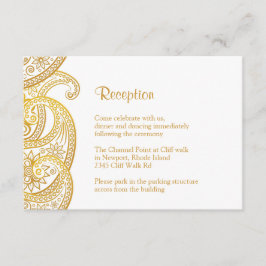 Guld Paisley Reception, traditionell indisk Bröllo Tilläggskort
