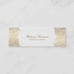 Guld Paisley Snöre Plush White Background Mini Visitkort