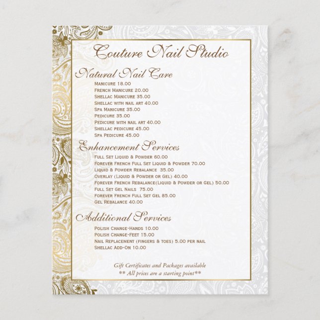 Guld paisley Snöre White Background Flygblad (Framsidan)